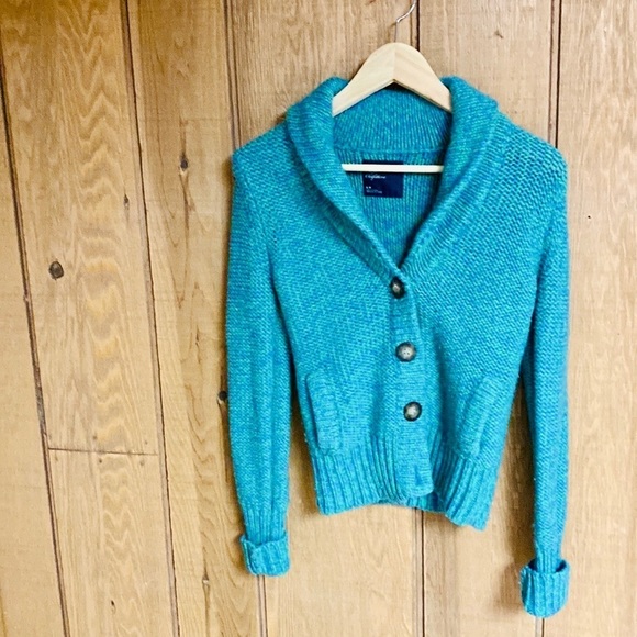 American Eagle Outfitters Sweaters - Jewel toned American Eagle wool blend cardigan with cuffed sleeves size S